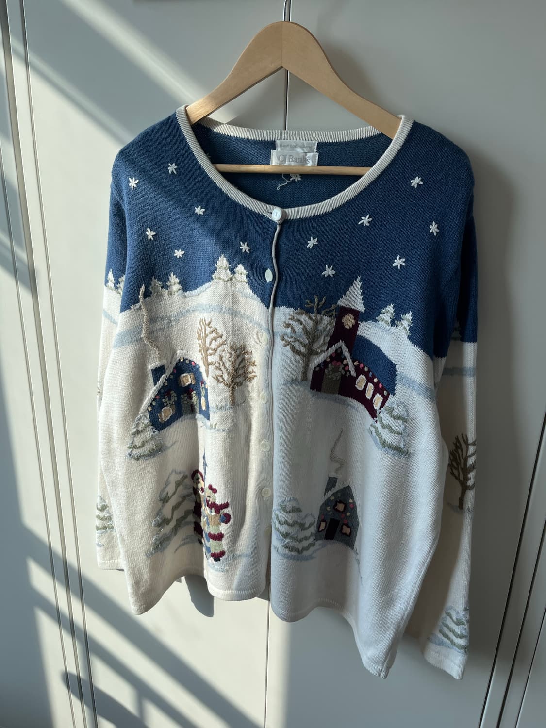 Cjbank 핸드메이드 크리스마스 풍경 니트 가디건  상품이미지4
