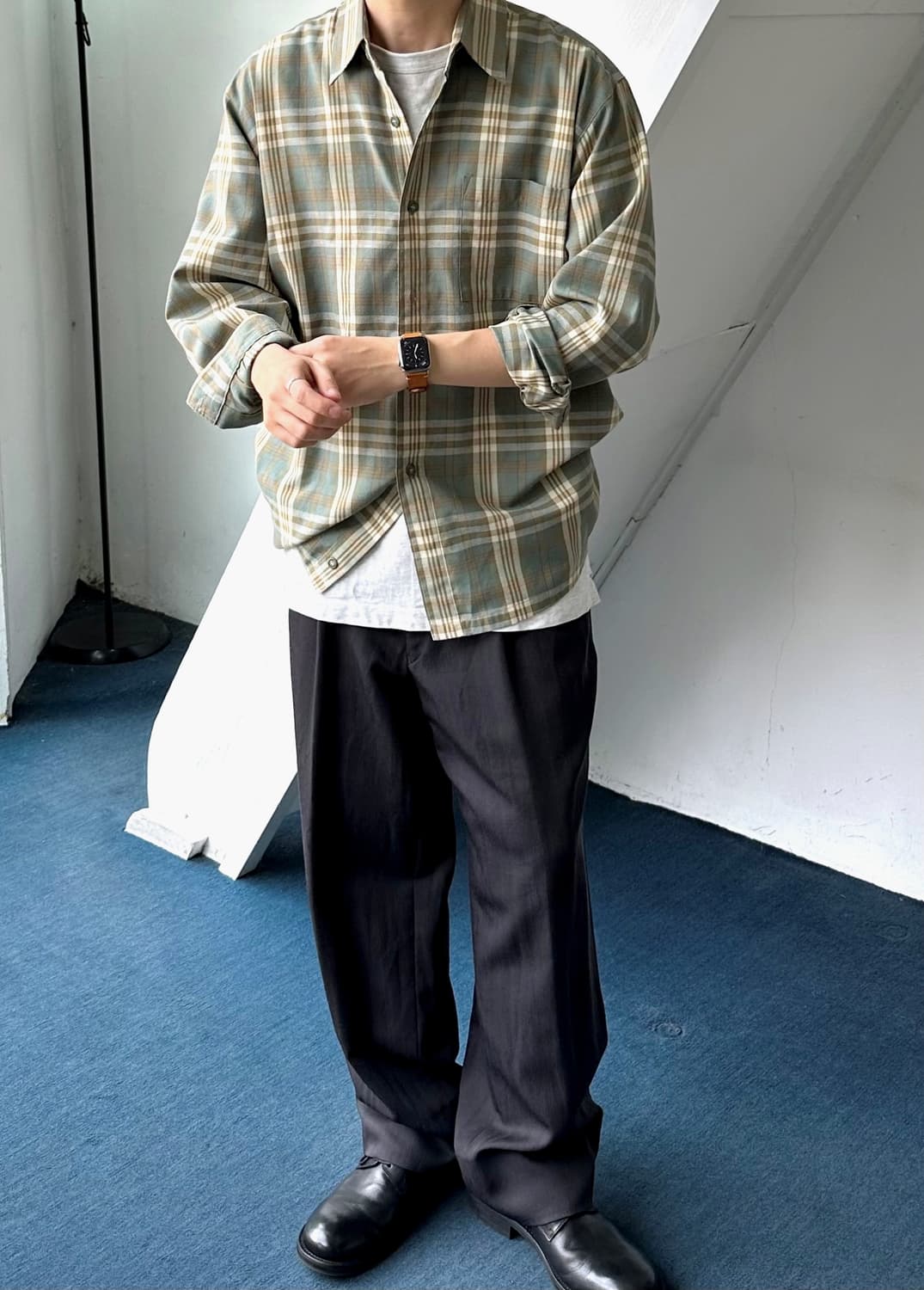 Cotton poly multi check design shirt 상품이미지3