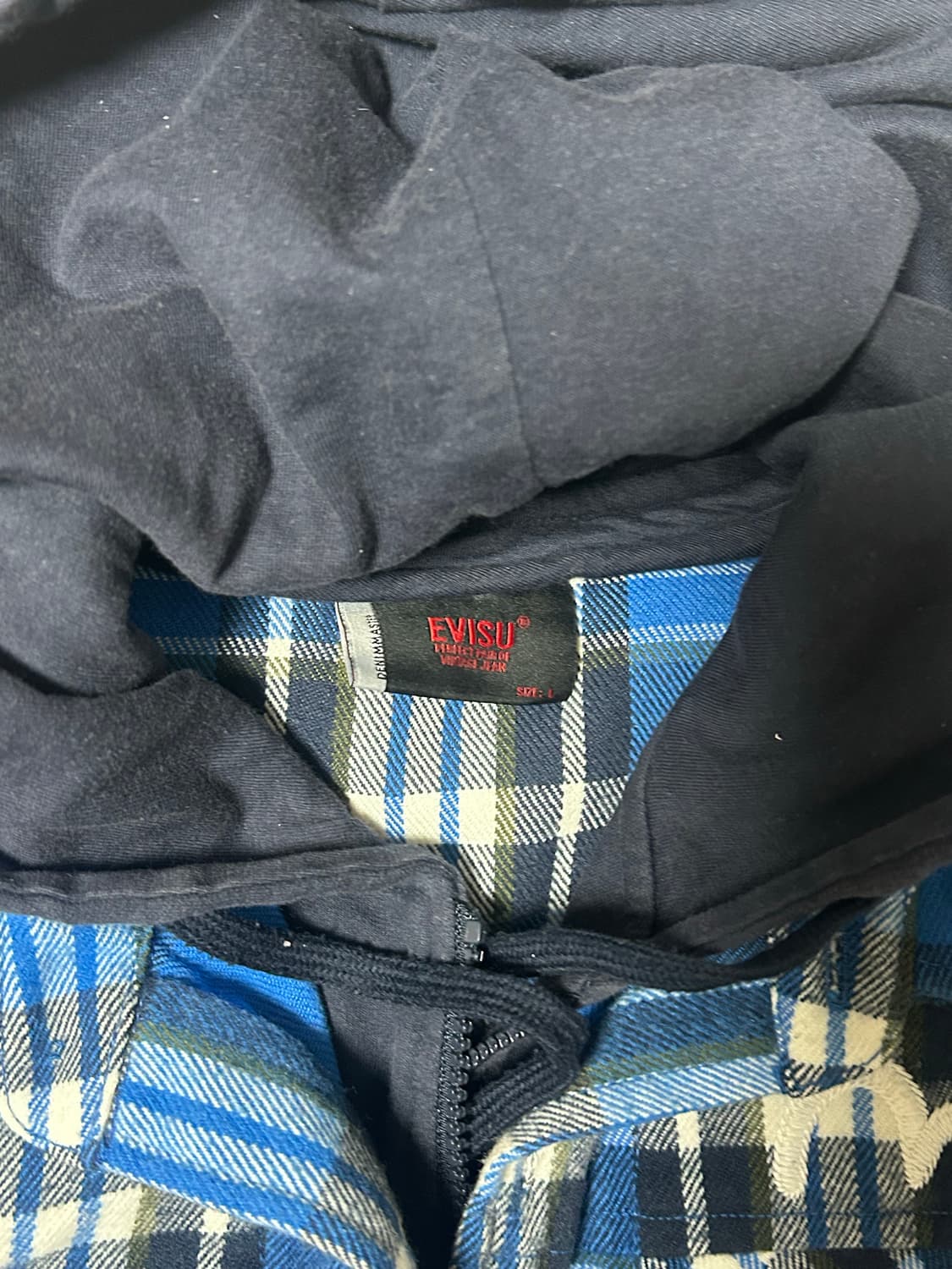 에비수 체크 모직 후드레이어드 셔츠 상품이미지5