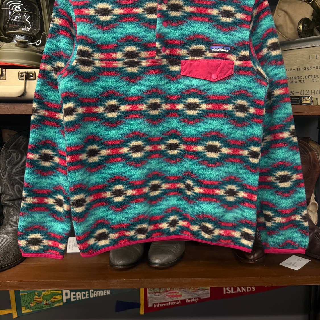 SP15 파타고니아 아즈텍 네이티브 패턴 풀오버 신칠라 플리스 아노락 상품이미지4