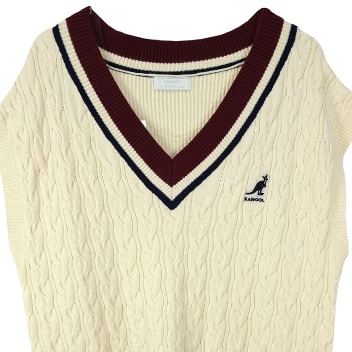 [캉골 X 어스뮤직앤에콜로지] 로고 자수 브이넥 니트 베스트 M19510 상품이미지4