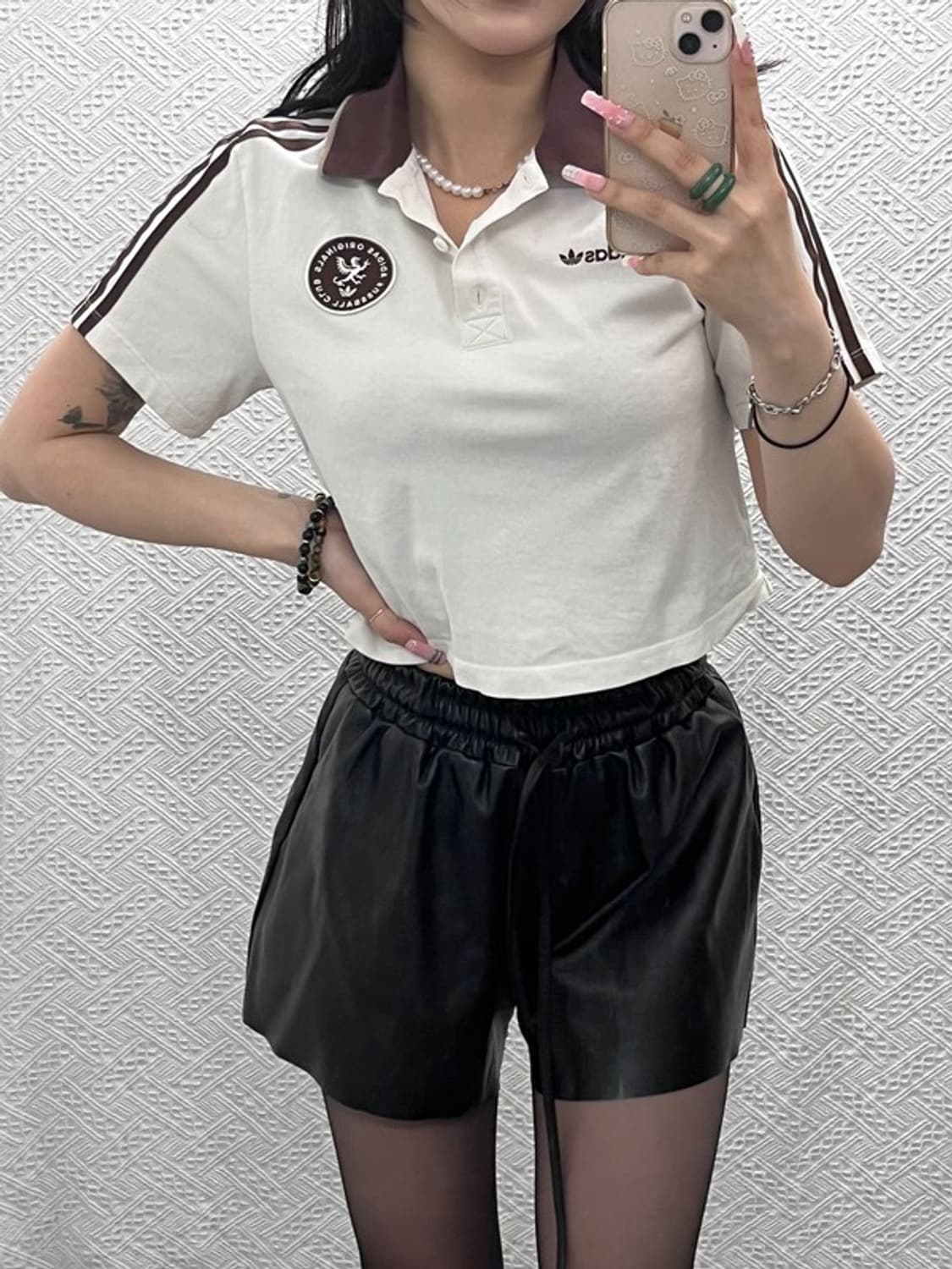 아디다스 캐주얼 키치 초코브라우니 크롭 반팔 카라티 XS C12469 상품이미지1