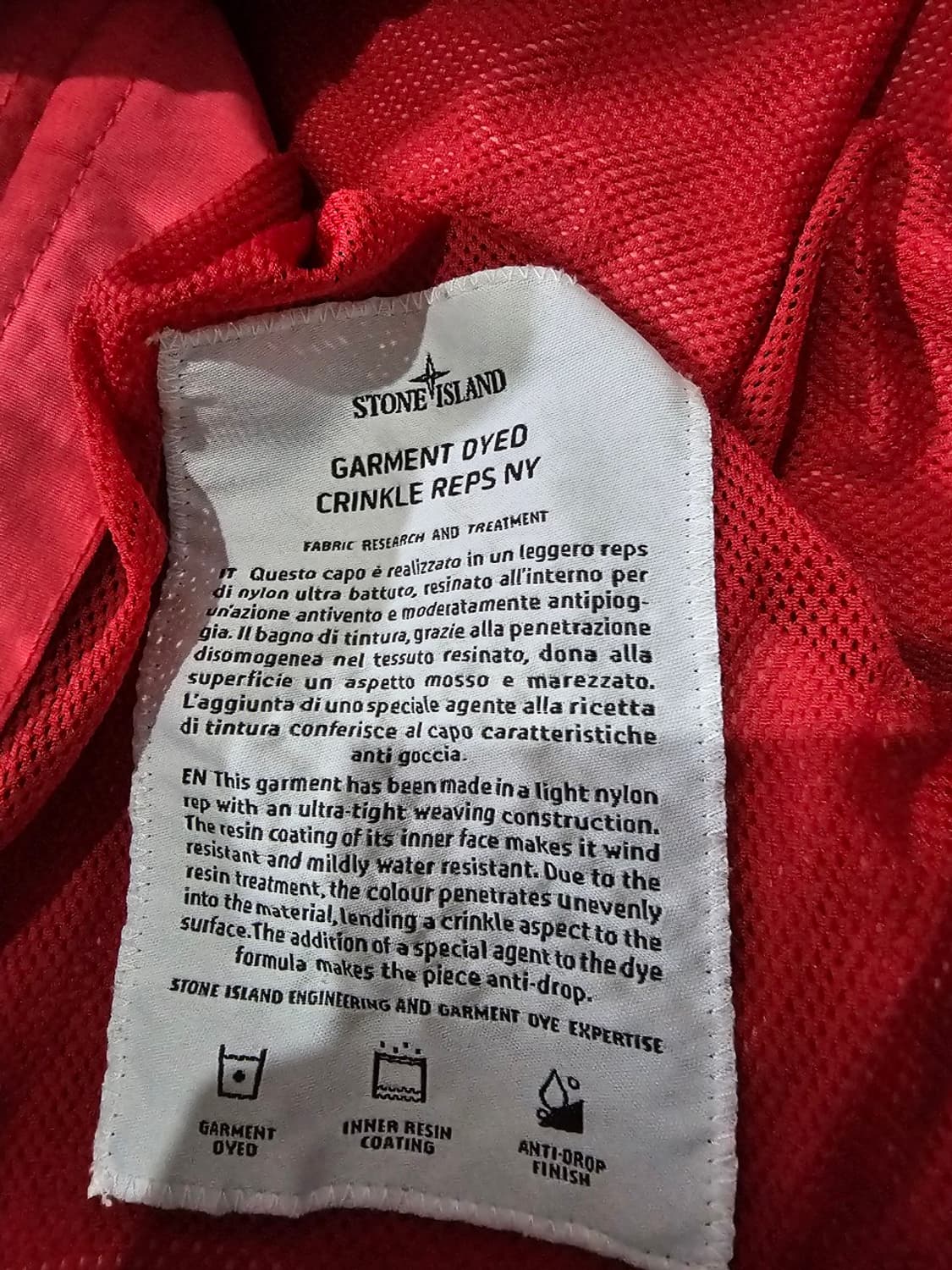 정품 23SS 스톤아일랜드 크링클랩스 나일론 가먼트 다이드 후드 자켓 상품이미지6