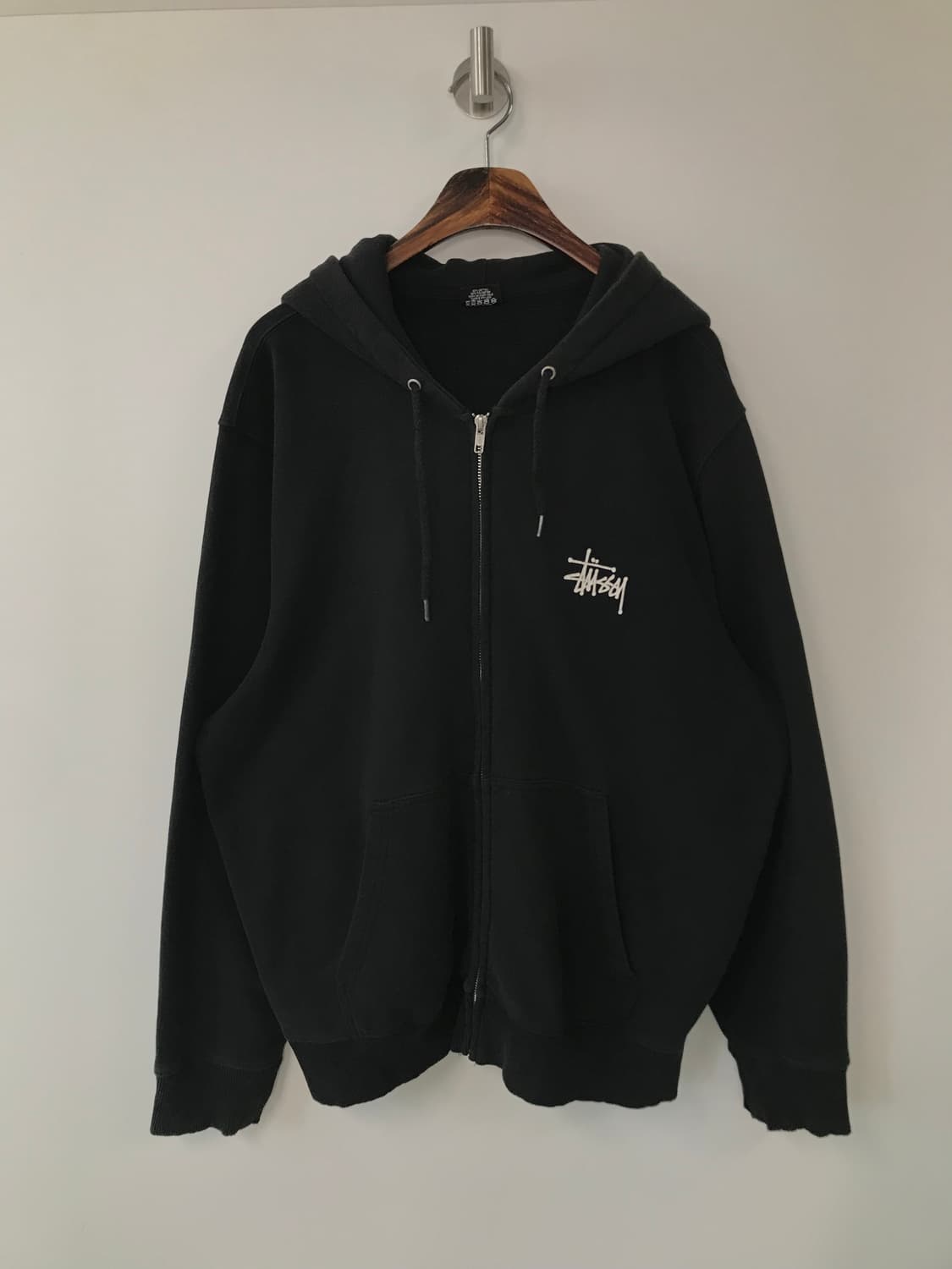 스투시 베이직 블랙 후드집업 상품이미지3