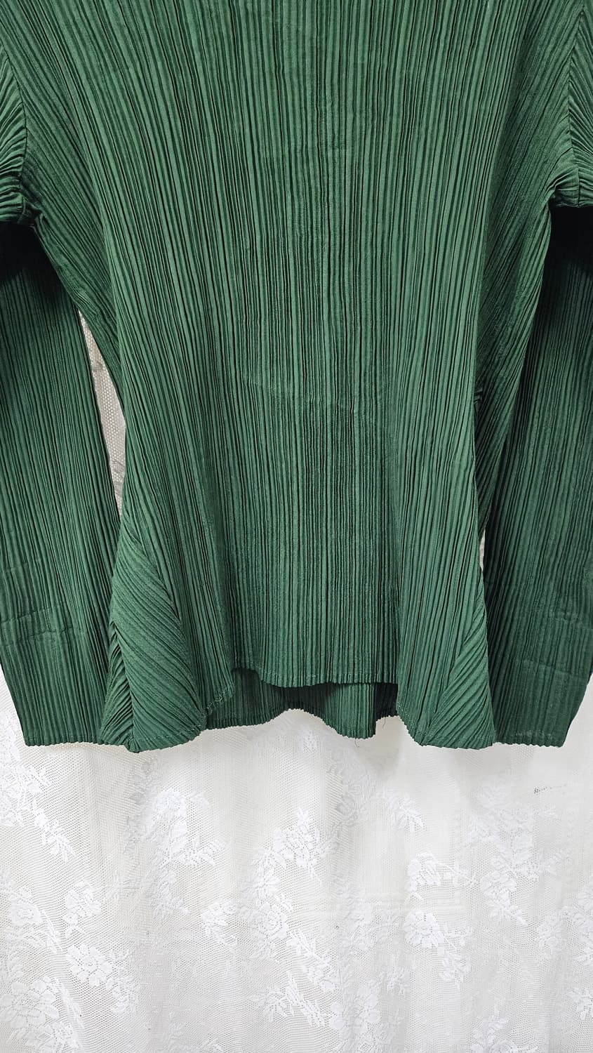 딥 그린 플리츠 주름 셔츠 상품이미지4