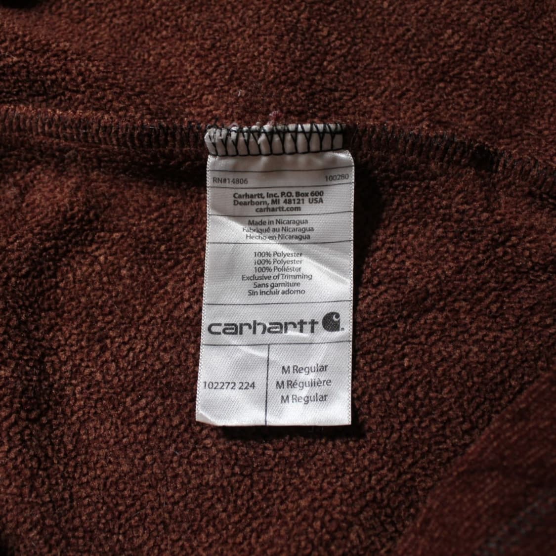 Carhartt 칼하트 와인브라운 플리스 하프집업 상품이미지4