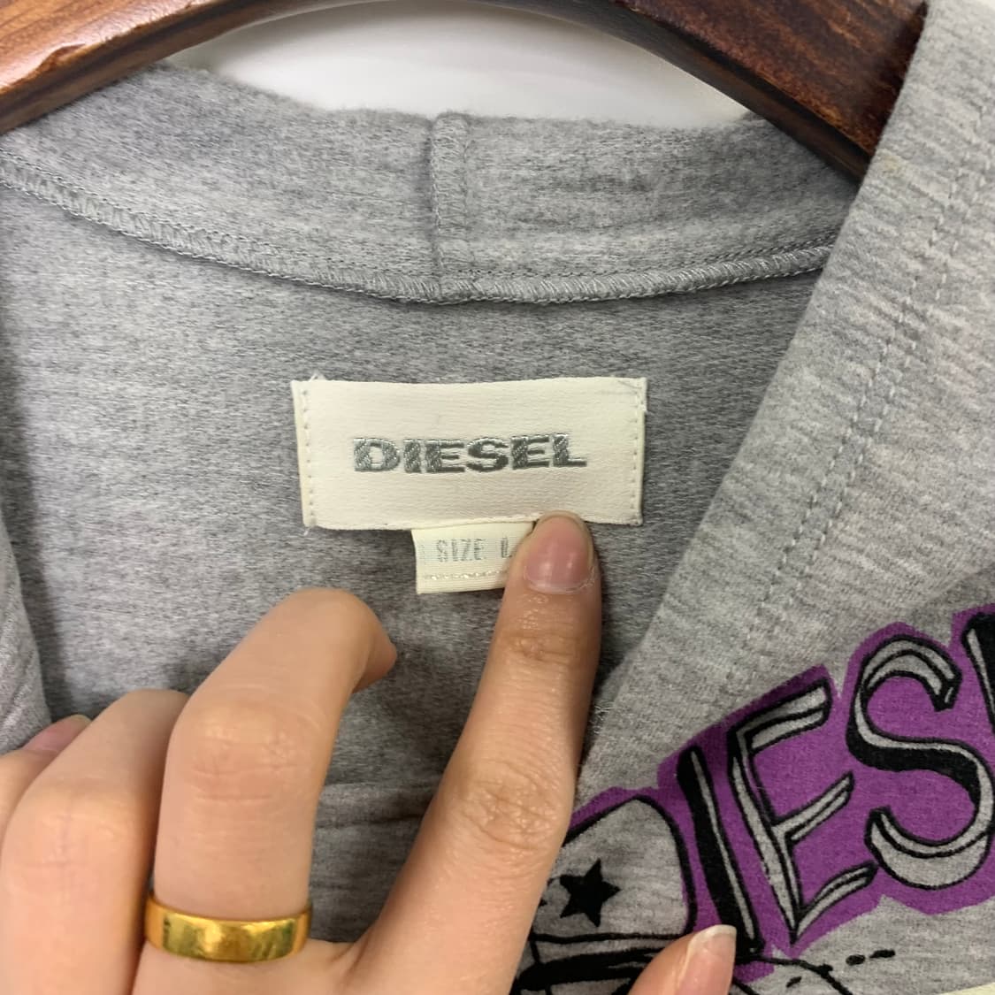 디젤 y2k 와투케 그레이 지퍼 후드티 상품이미지6