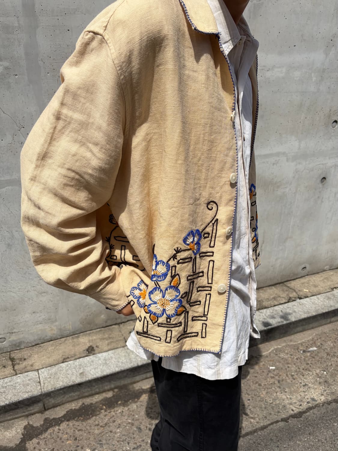 Bode Poppy embroidered linen shirt 상품이미지3