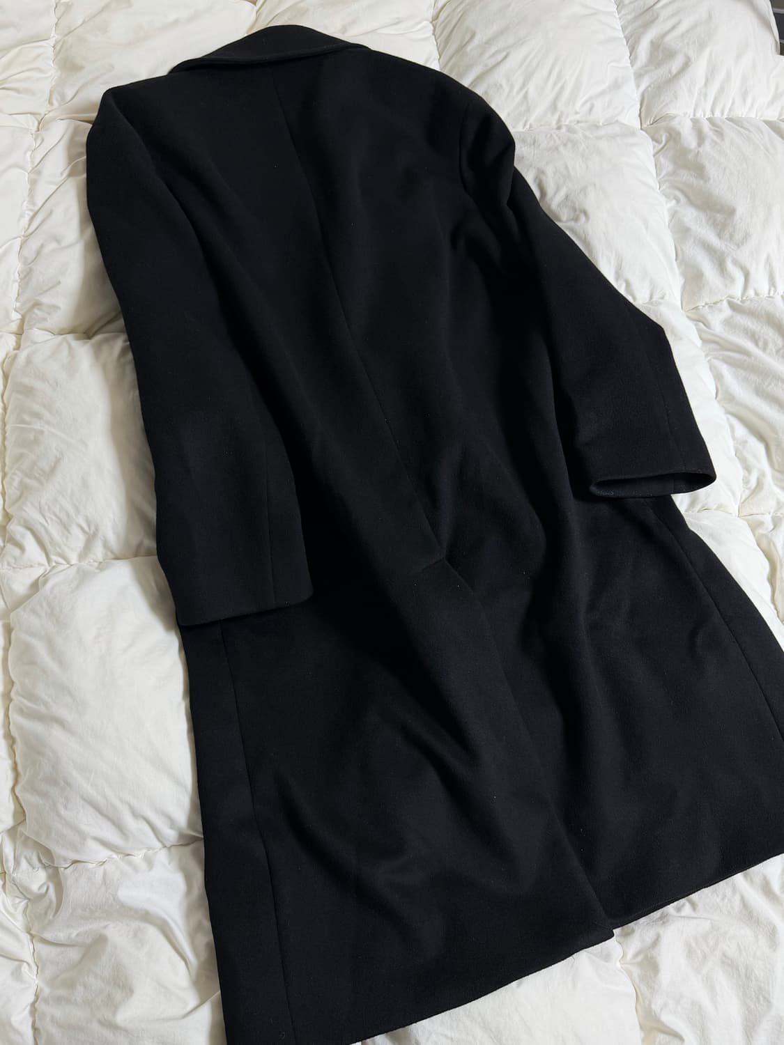 (M) 인사일런스 캐시미어 울 더블 롱 코트 블랙  상품이미지3