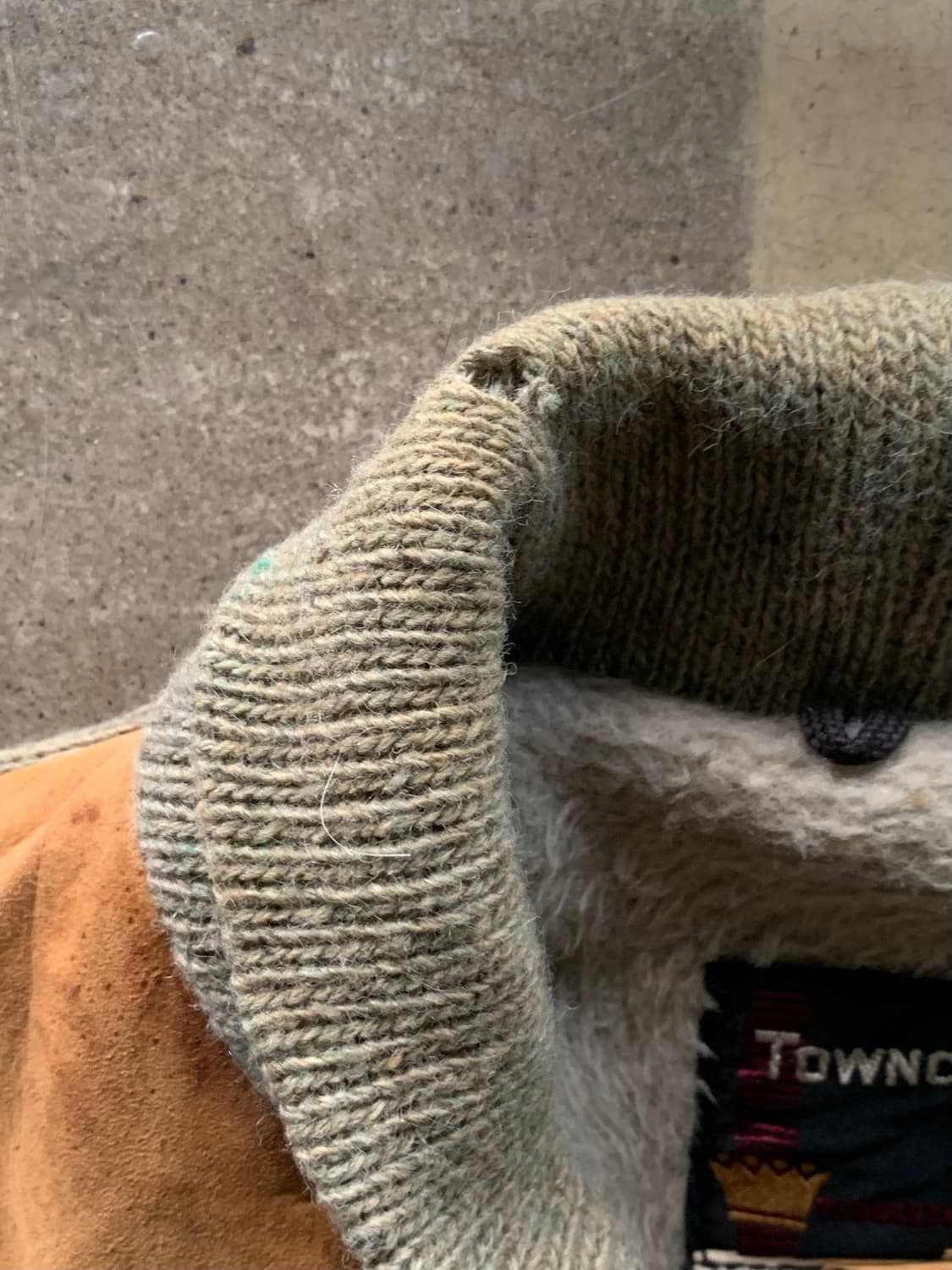 60-70s 타운크래프트 by Penney’s 울 레더 스위칭 카디건 상품이미지4