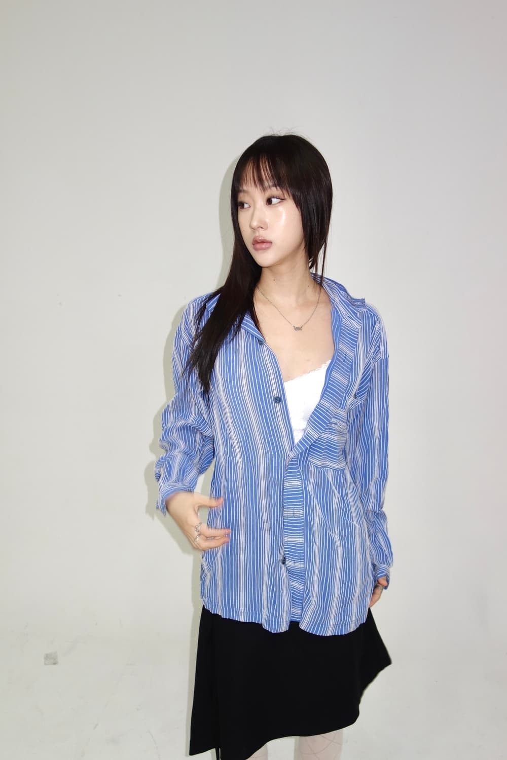 스카이 스트라이프 셔츠 상품이미지2