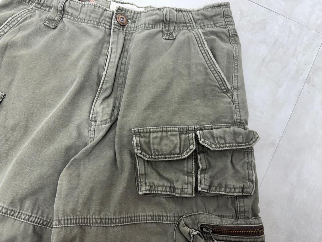 •Vintage 카키 멀티포켓 카고 반바지 (지퍼 디테일) 상품이미지3