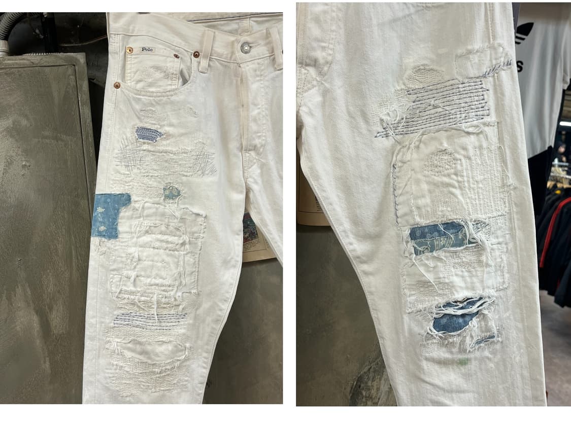 폴로 패치 워크 데님 팬츠 화이트 30X32 #csz2216 상품이미지7