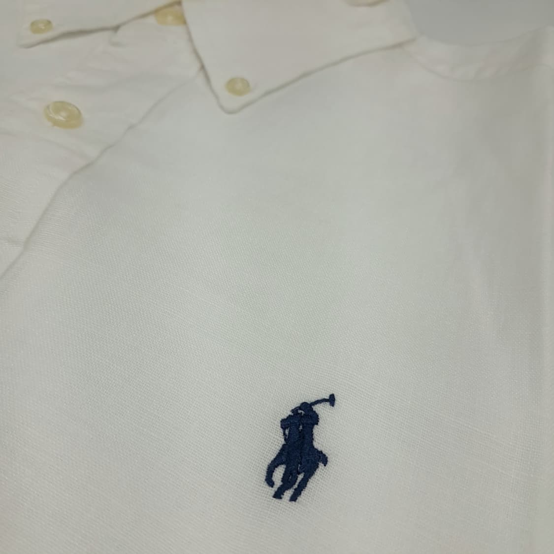 Cq687 S 폴로 랄프로렌 화이트 린넨 반팔 셔츠 남방 상품이미지5