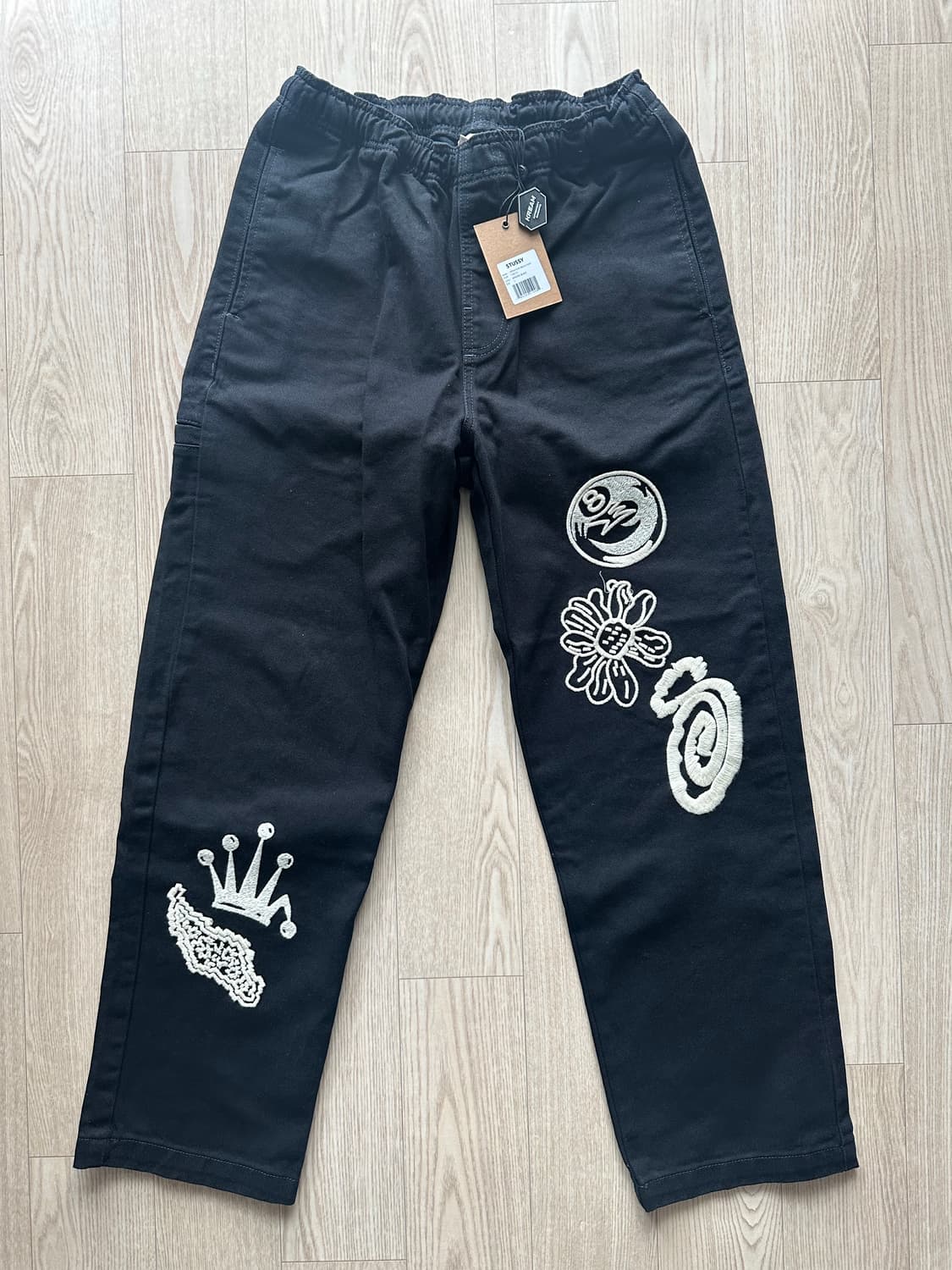 [S]스투시 노마 아이콘 비치 팬츠 워시드 블랙 상품이미지3