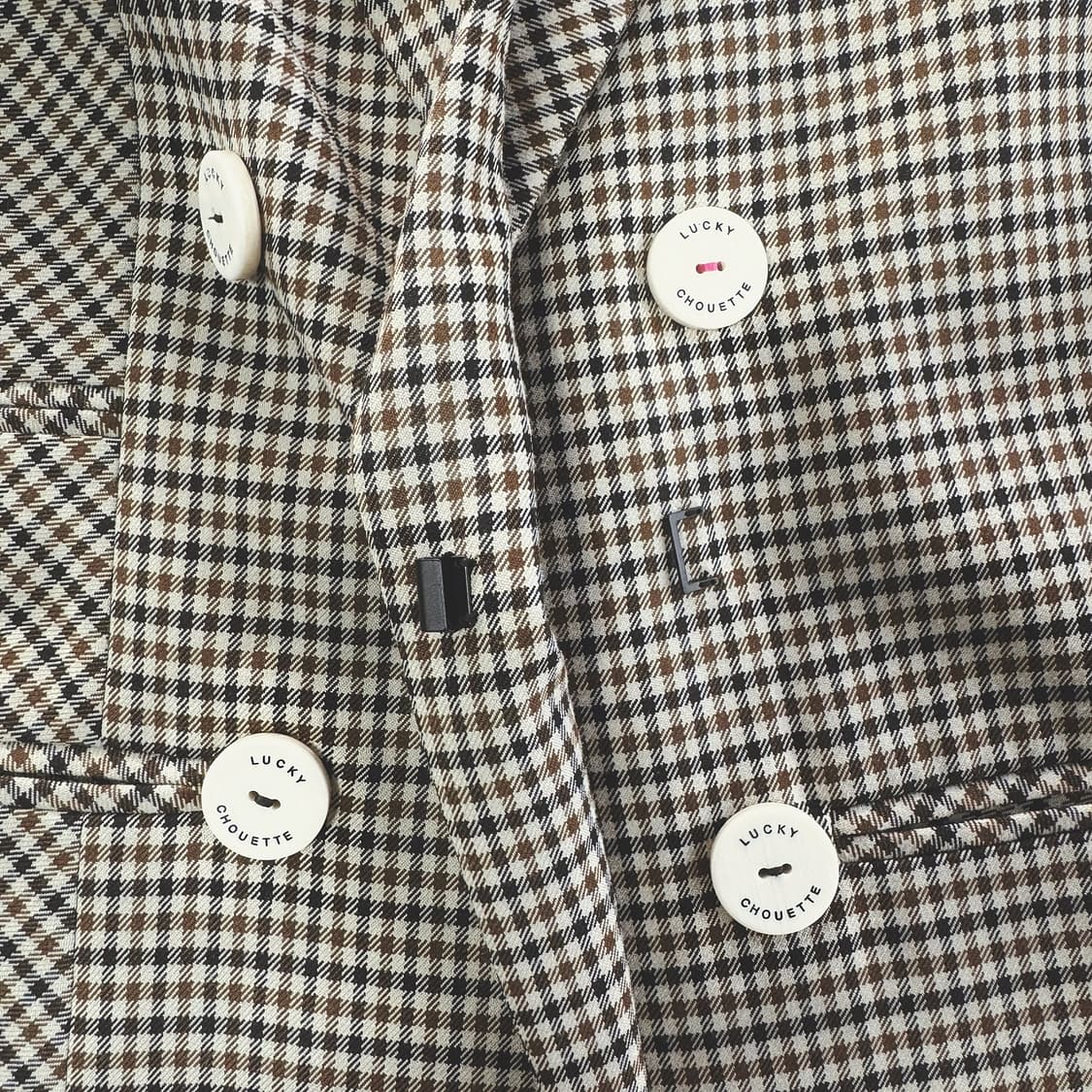 럭키슈에뜨 깅엄 체크 더블 자켓 상품이미지4