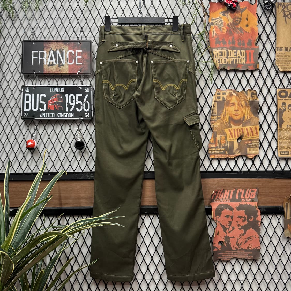 00s 에드윈 빈티지 카고 팬츠 전면 멀티 포켓 포인트 카키 상품이미지2
