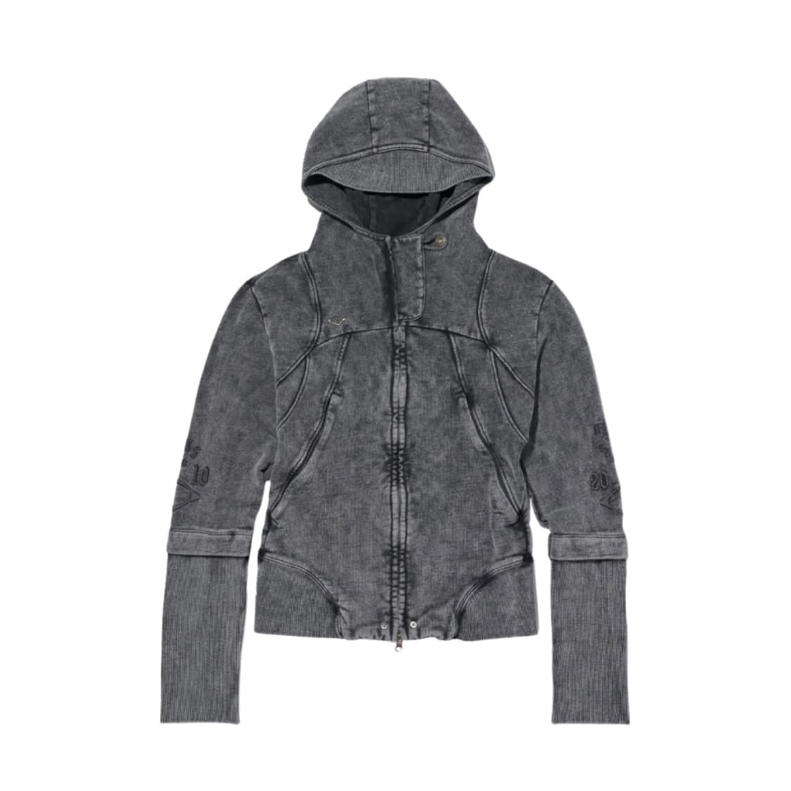 미스치프 컷 오프 후드 워시드 차콜 후드집업 자켓 상품이미지1