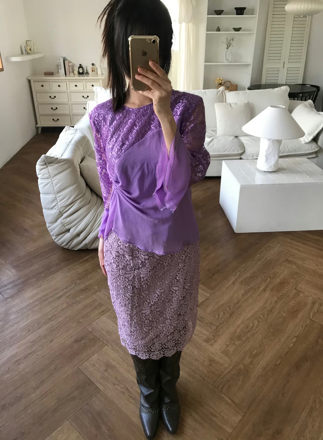 vintage purple lace blouse 상품이미지2