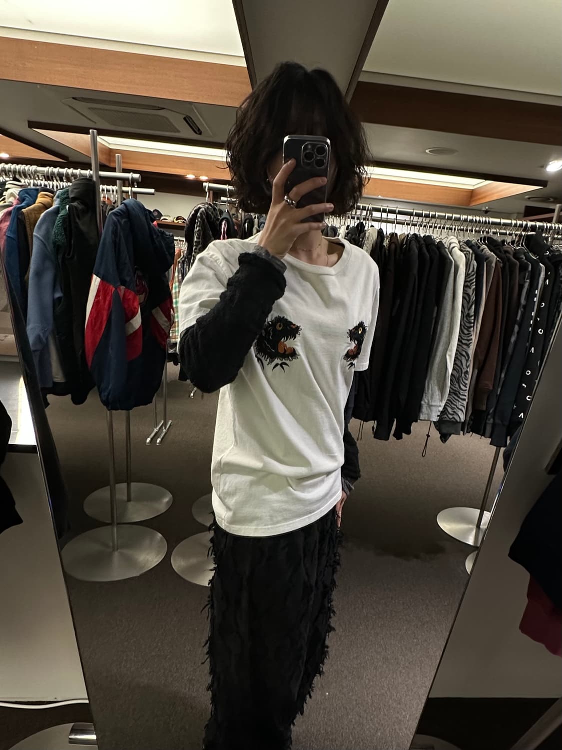 L)토요 엔터프라이즈 빈티지 블랙 타이거 자수 스카 티셔츠 상품이미지2