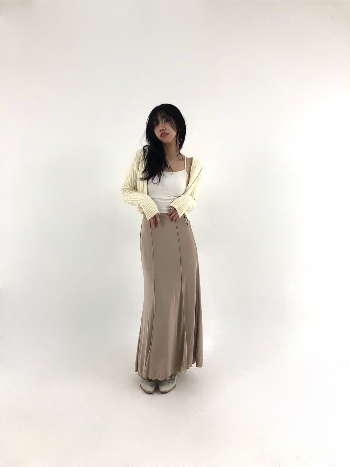 Twist Knit Ivory Hooded Zip-Up  상품이미지4