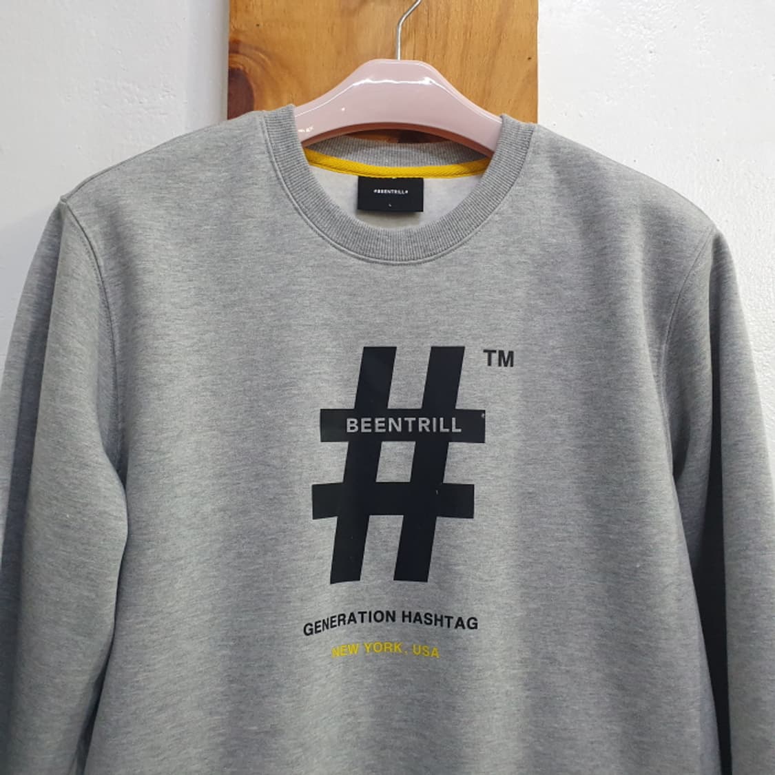 빈트릴 기모 맨투맨 해시태그 남여공용(100) 상품이미지2