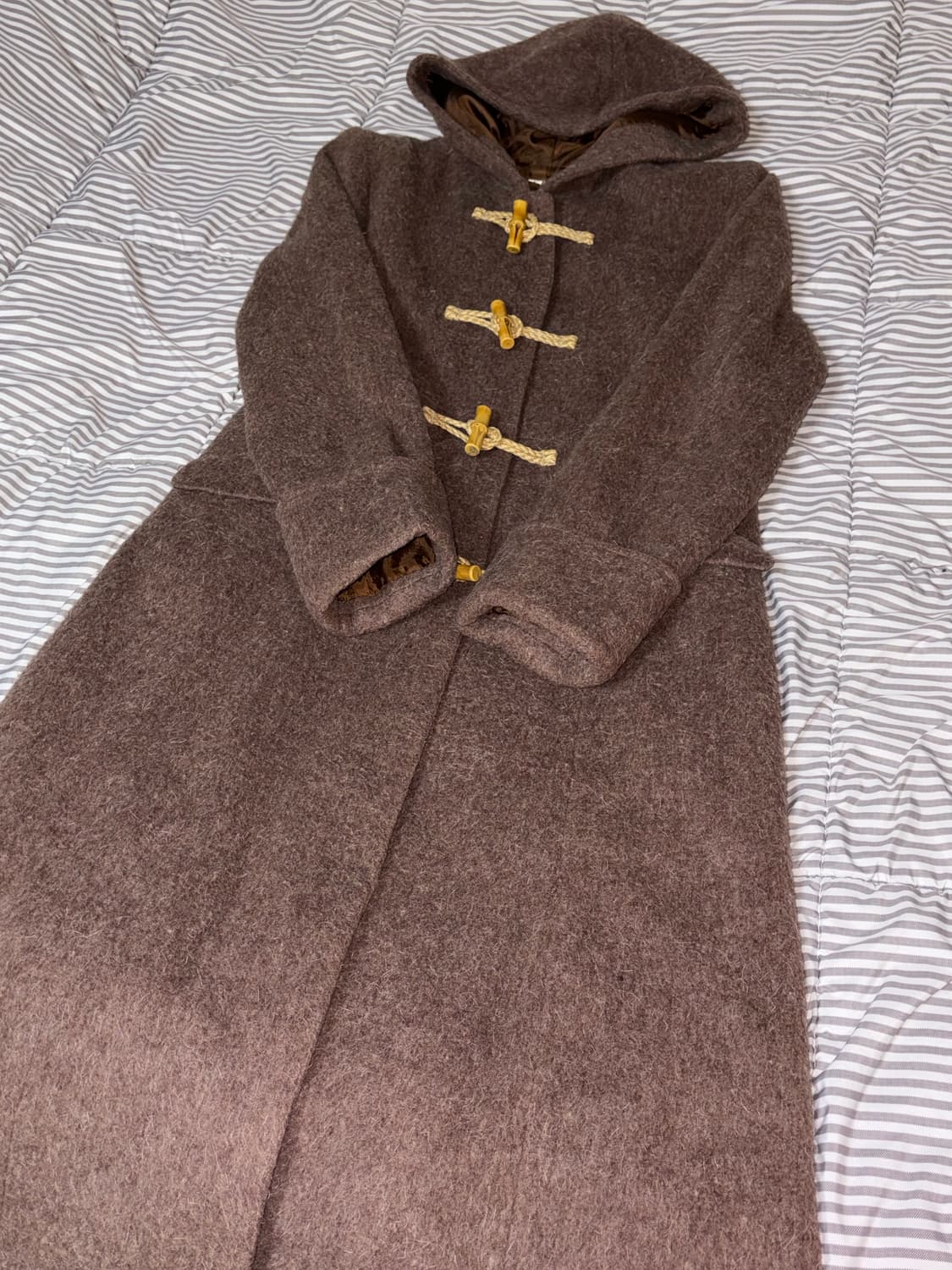 빈티지 울 브라운 롱 떡볶이 코트 더플 코트 상품이미지4