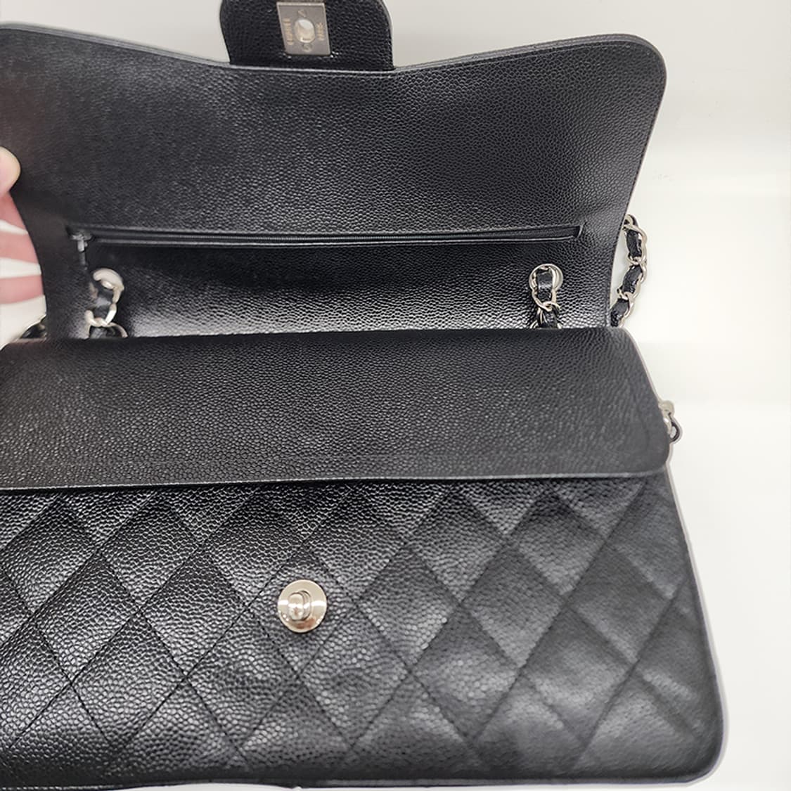 샤넬 캐비어 은장 클래식 라지 숄더백 #18 상품이미지7