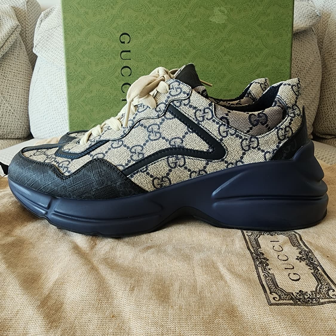 초민트급 구찌 GG 슈프림 라이톤 스니커즈 네이비 블랙 265 상품이미지3