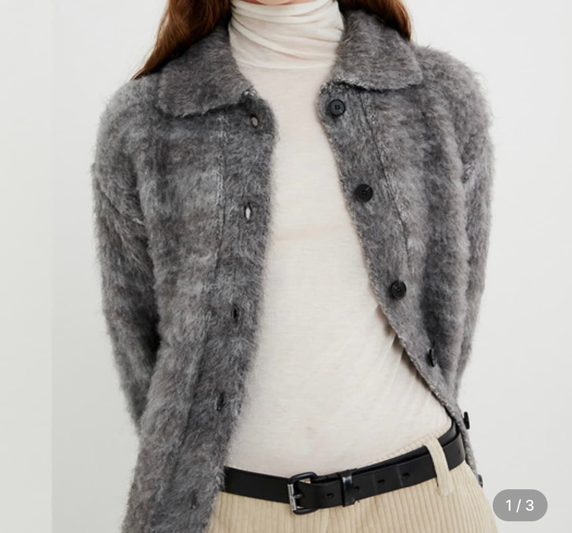 문선 알파카 가디건 그레이 상품이미지1