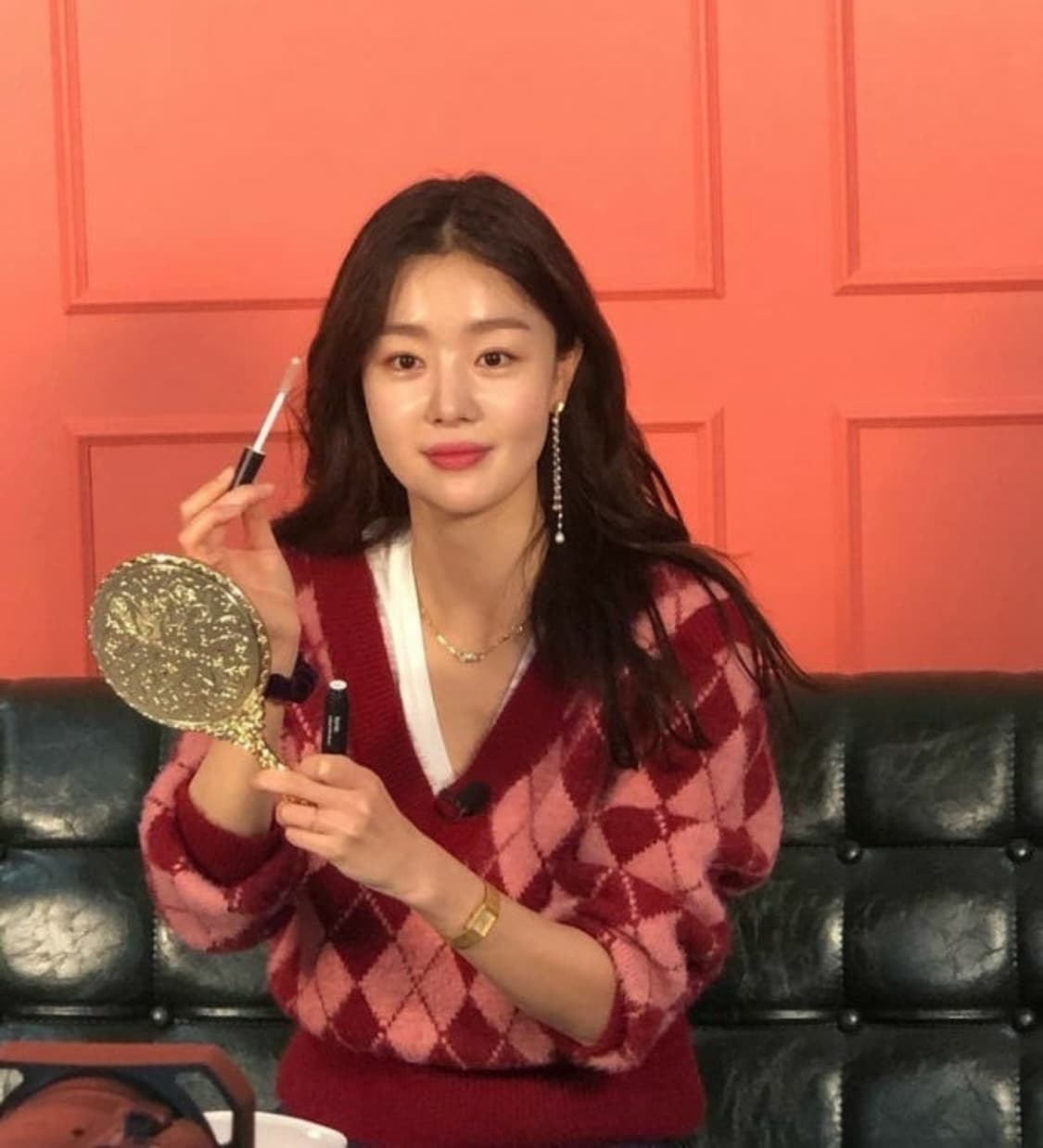 보카바카 아가일 니트 핑크 상품이미지1