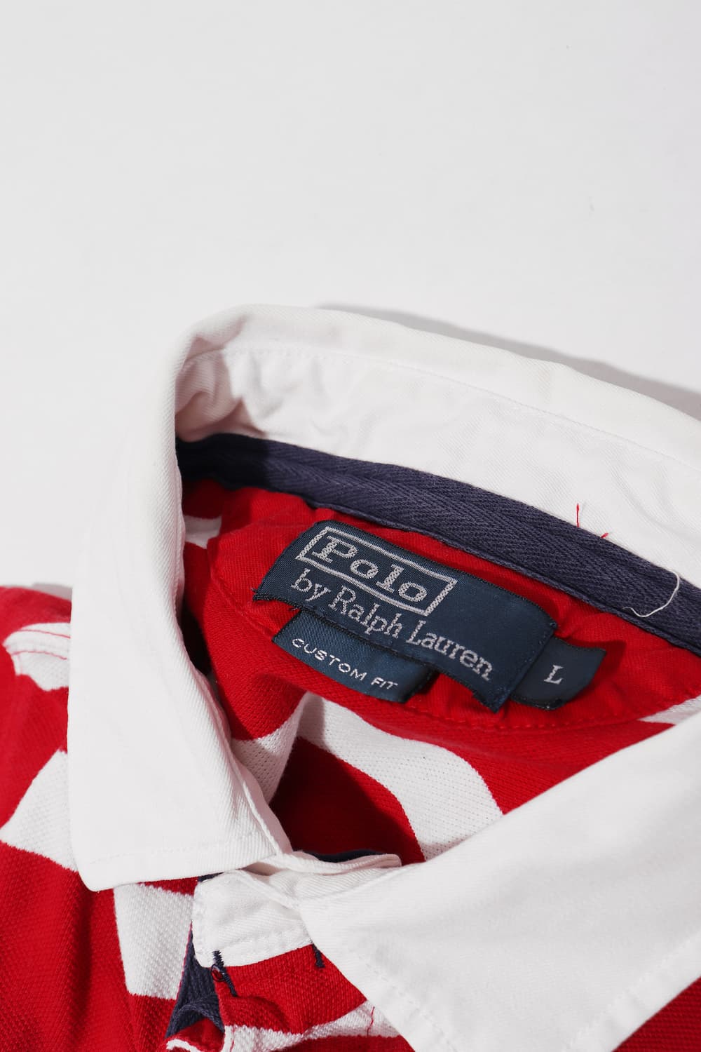 폴로 랄프 로렌 커스텀핏 레드 단가라 폴로 카라티 size L 상품이미지5