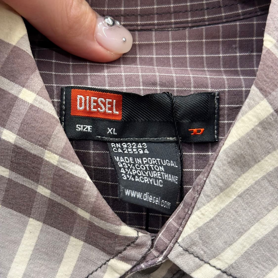 디젤 체크 패턴 반팔 셔츠 웨스턴 요크 포켓 디테일 베이지 상품이미지7