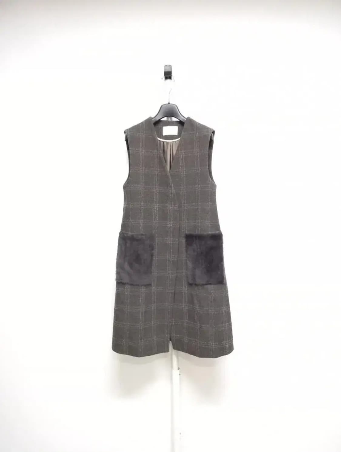 새 르베이지 춘추동 트위드 롱 베스트 55.66 상품이미지1