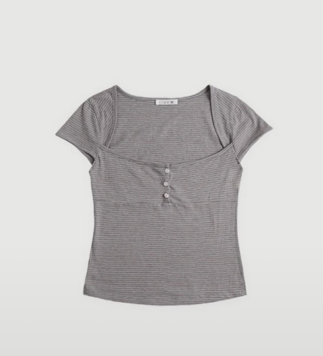 콜로신스 Button Leaf Square T-shirt 스트라이프 상품이미지2