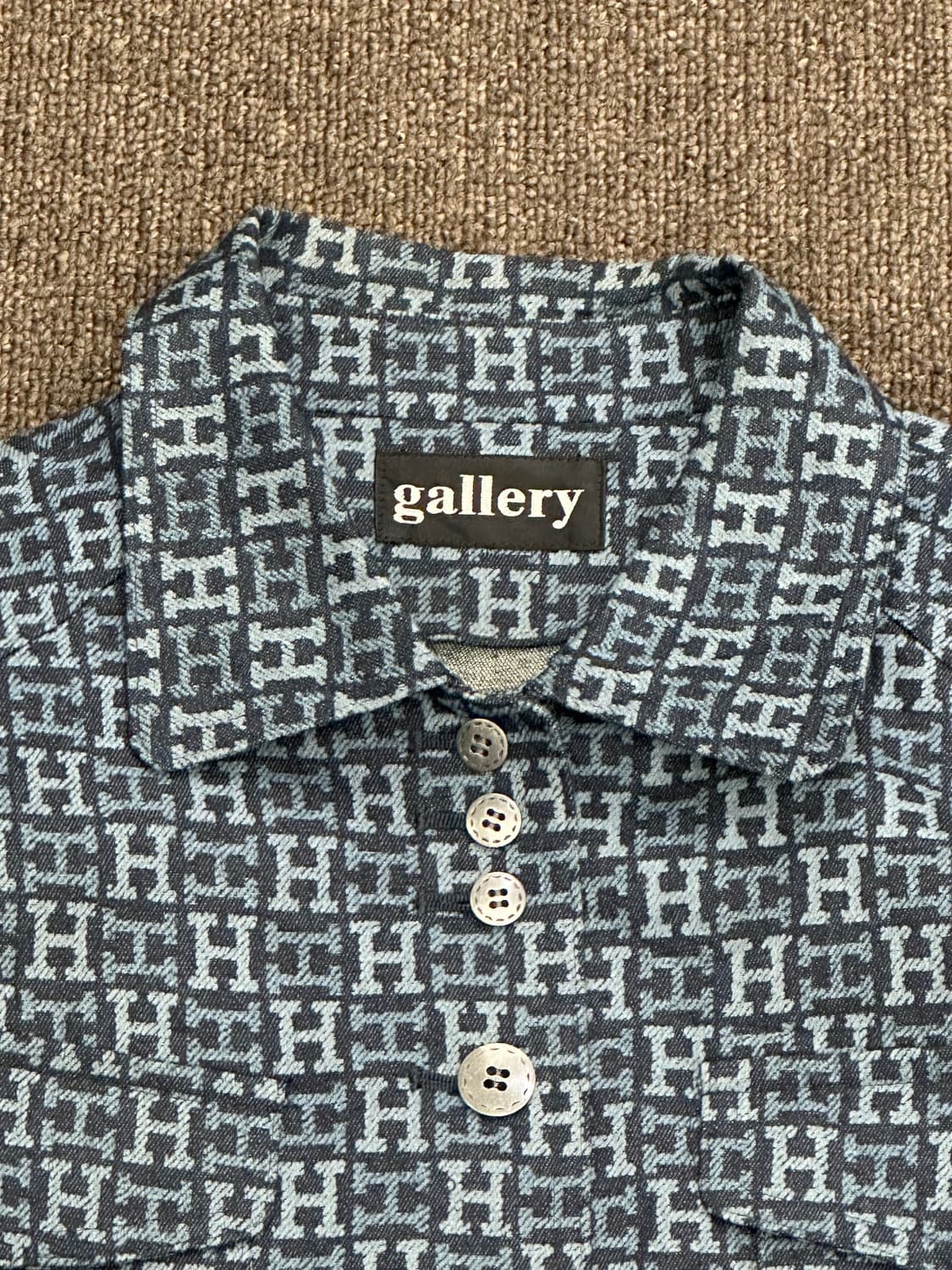 OS)Japanese vintage 모노그램 자카드 데님 셔츠자켓 상품이미지3
