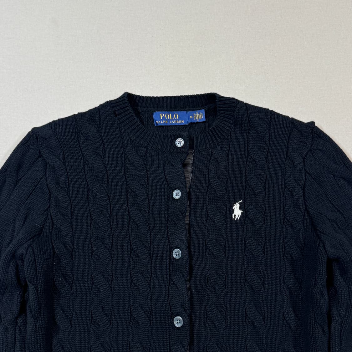 M) 폴로 랄프로렌 케이블 꽈배기 가디건 블랙 상품이미지3