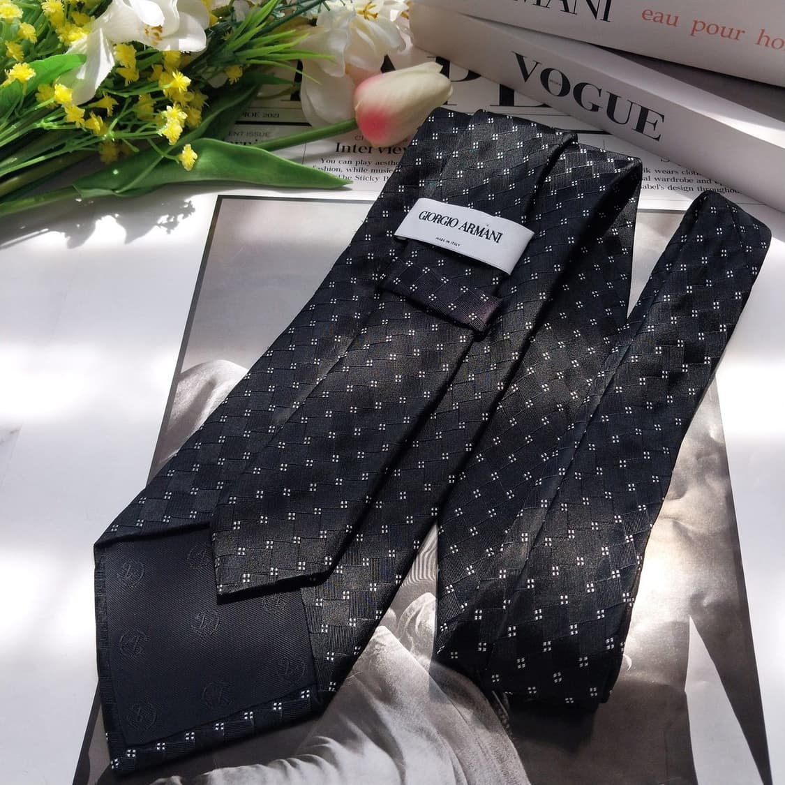 조르지오 아르마니 실크 블랙 자카드 넥타이 9.5cm A+등급 K672
 상품이미지4