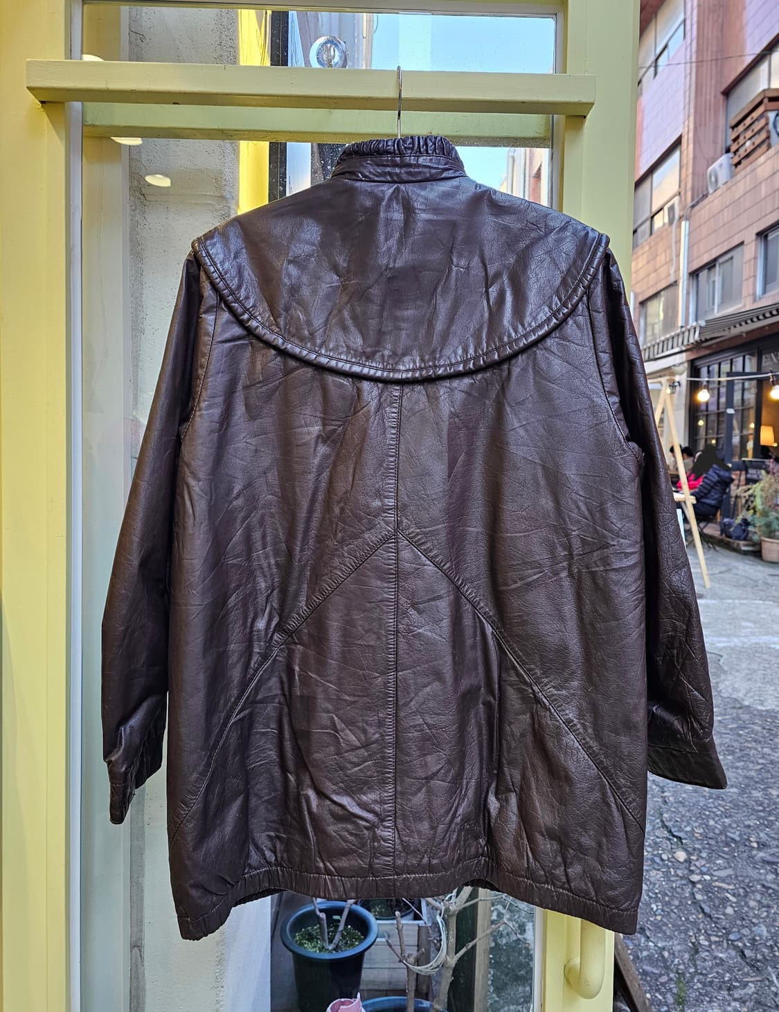 C&A 80's 하이넥 요크 딥브라운 집업 레더자켓 상품이미지6