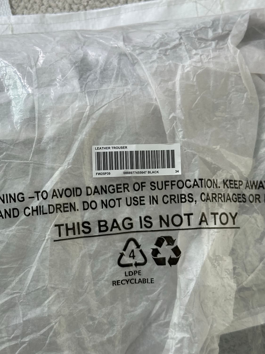 슈프림 레더 트라우저 팬츠 블랙 34사이즈 상품이미지3