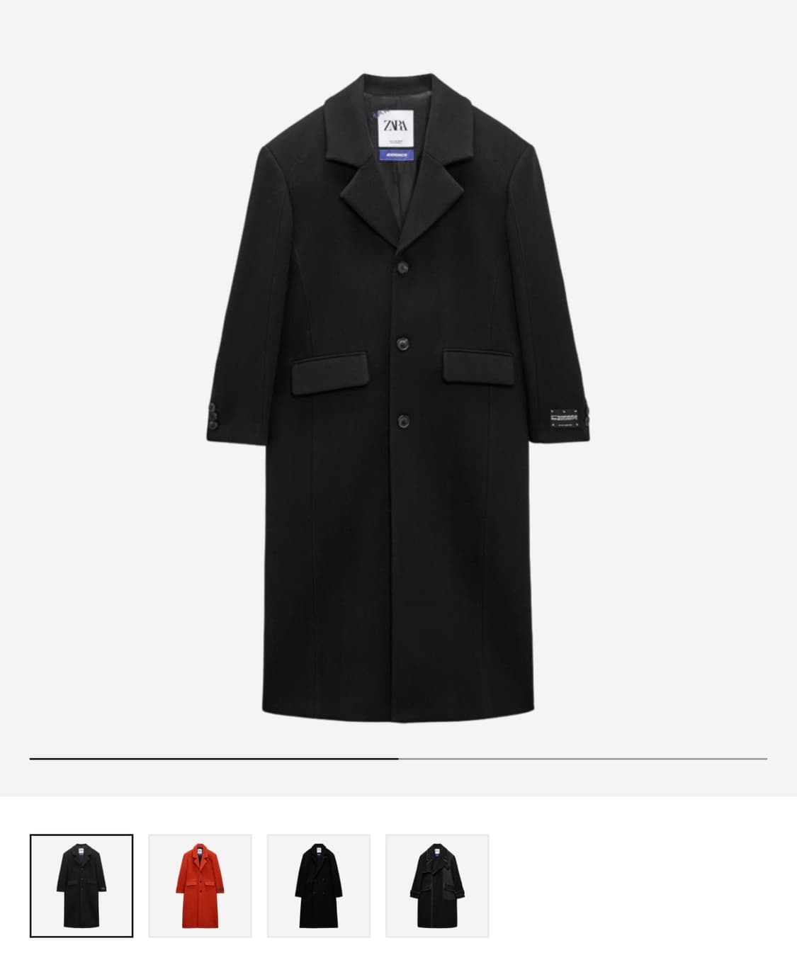 자라 x 아더에러 울 블렌드 오버사이즈 코트 블랙 상품이미지1