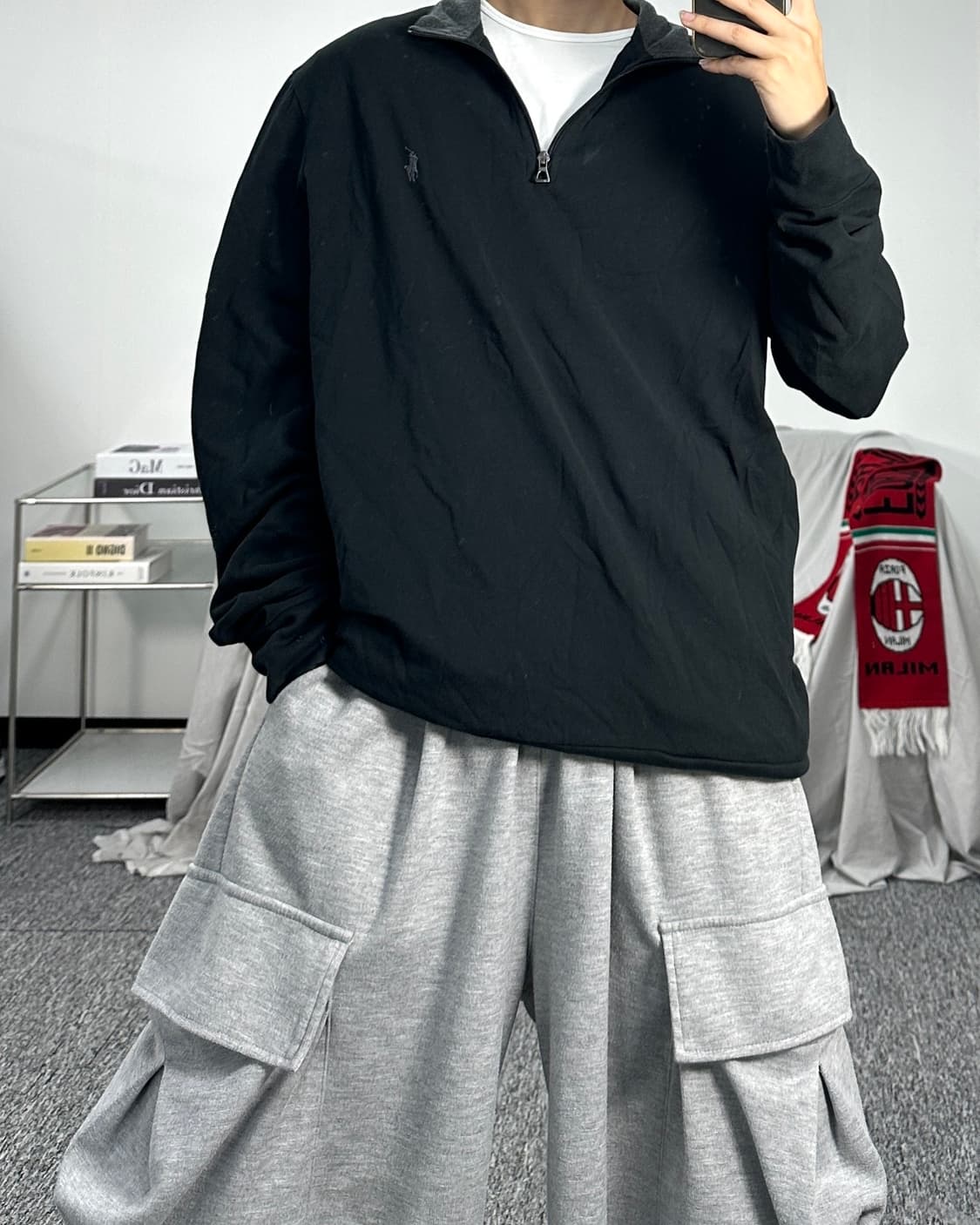 폴로 랄프로렌 카라 로고 블랙 하프집업 L 상품이미지3