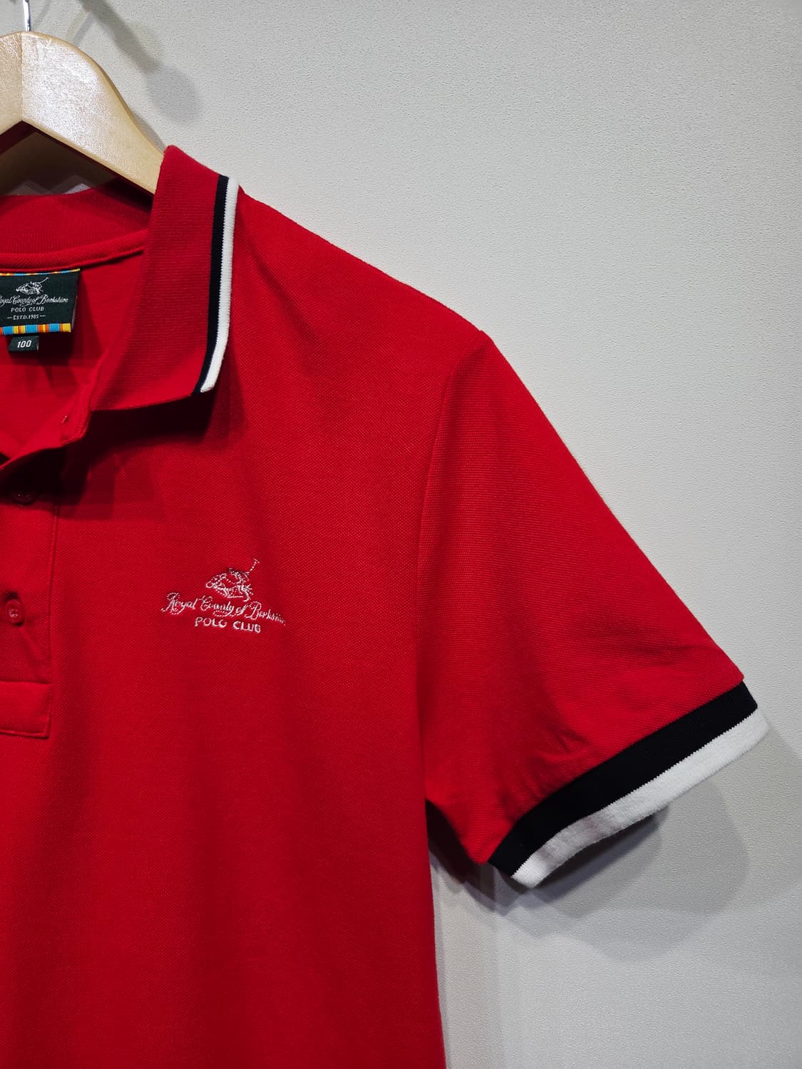 폴로클럽. 남자 레드 반팔 카라티_100 상품이미지3
