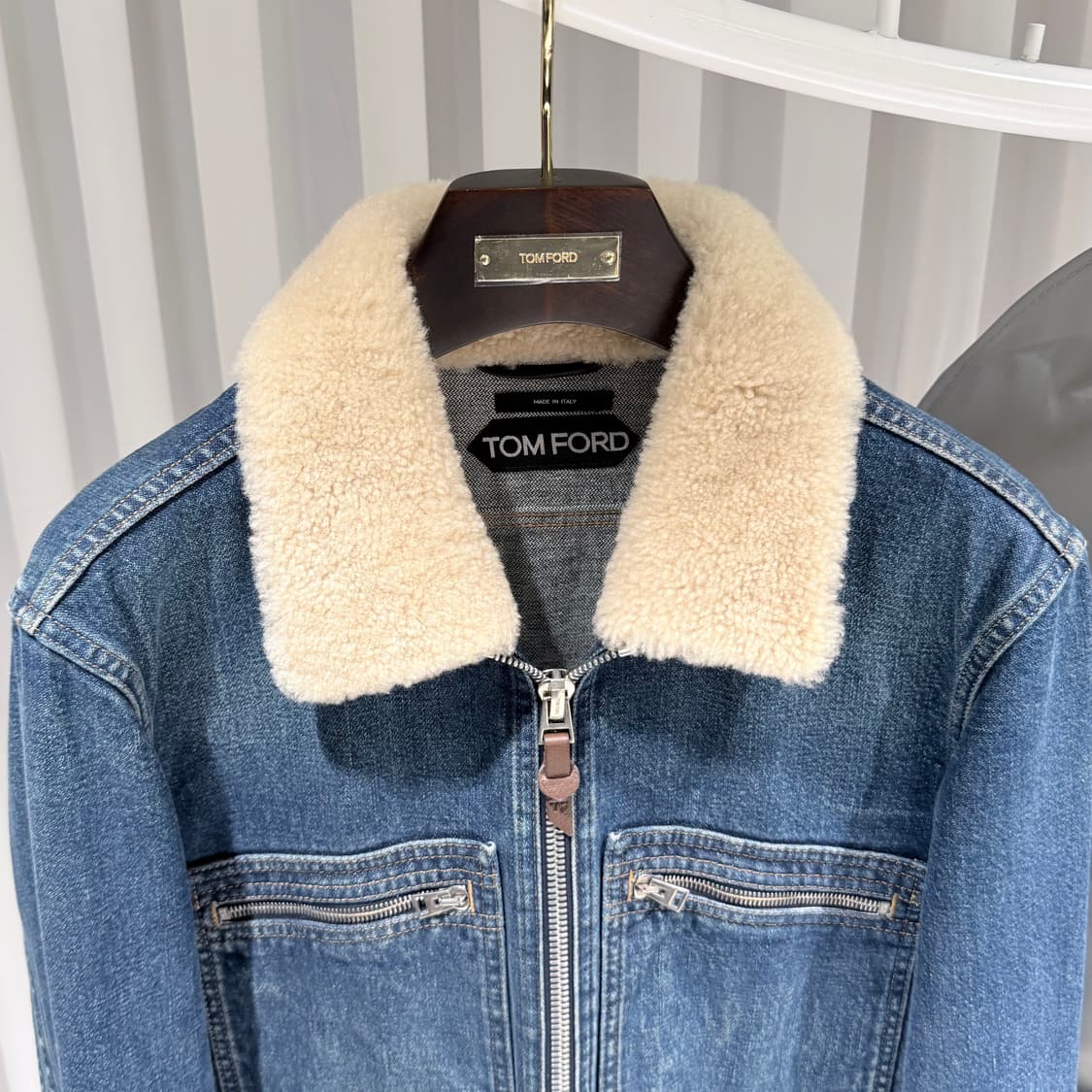 (A+/50) / 톰포드 데님 시어링 블루 데님 블루종 봄버 청자켓 상품이미지4