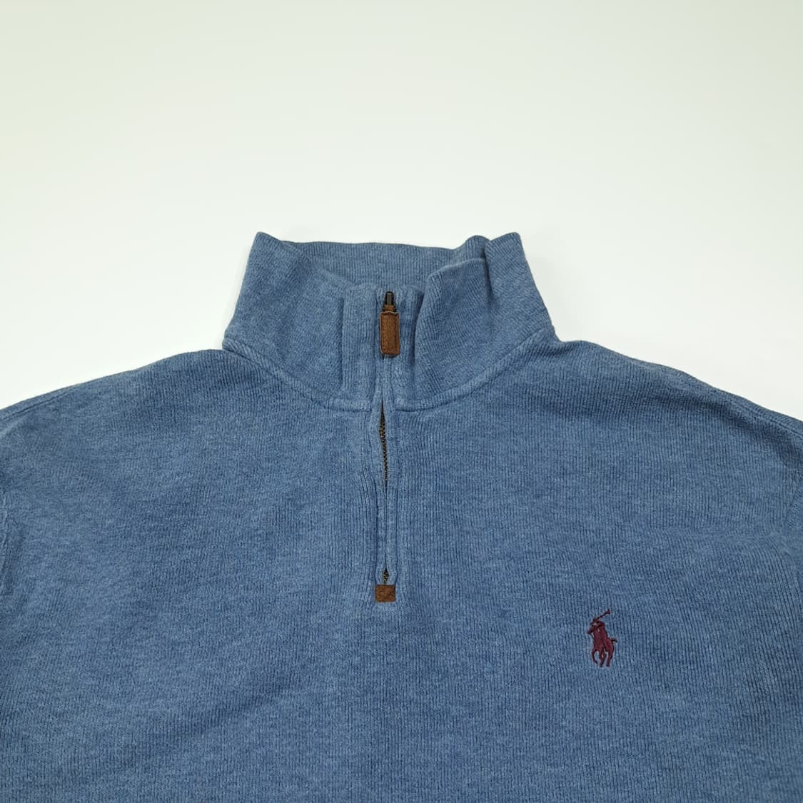 CL786 M 폴로 00s 가죽풀러 라이트블루 하프집업 니트 스웨터 상품이미지2
