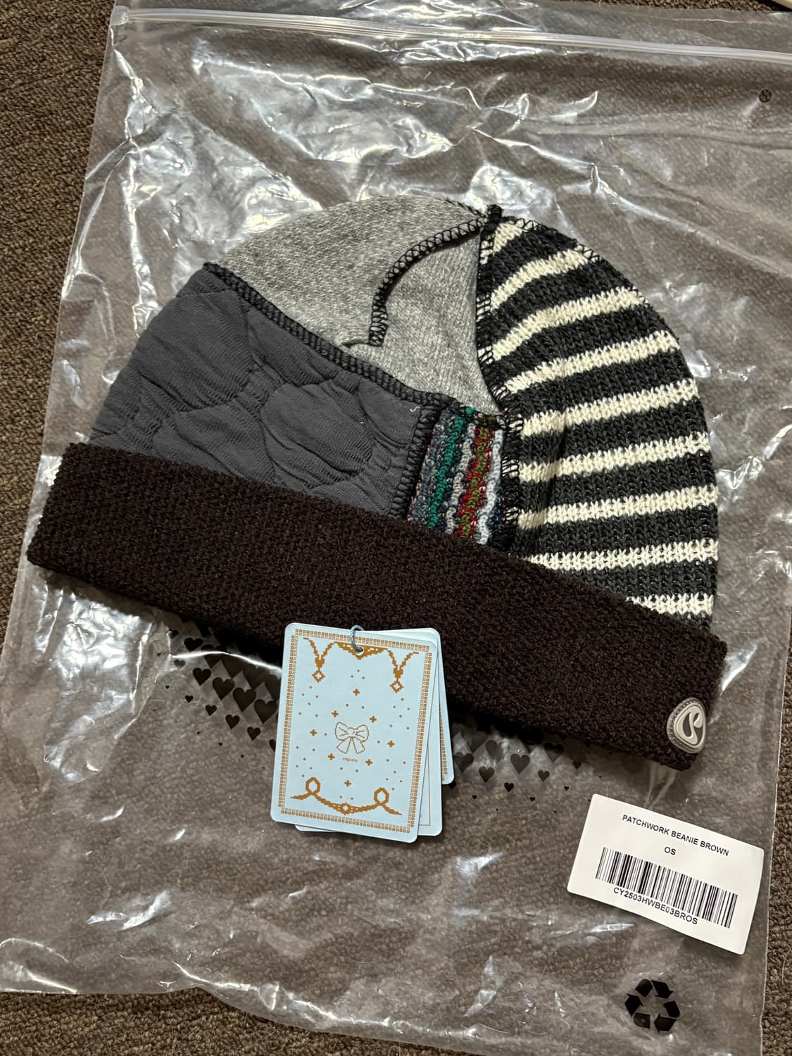 코이세이오 패치워크 비니 브라운 상품이미지2