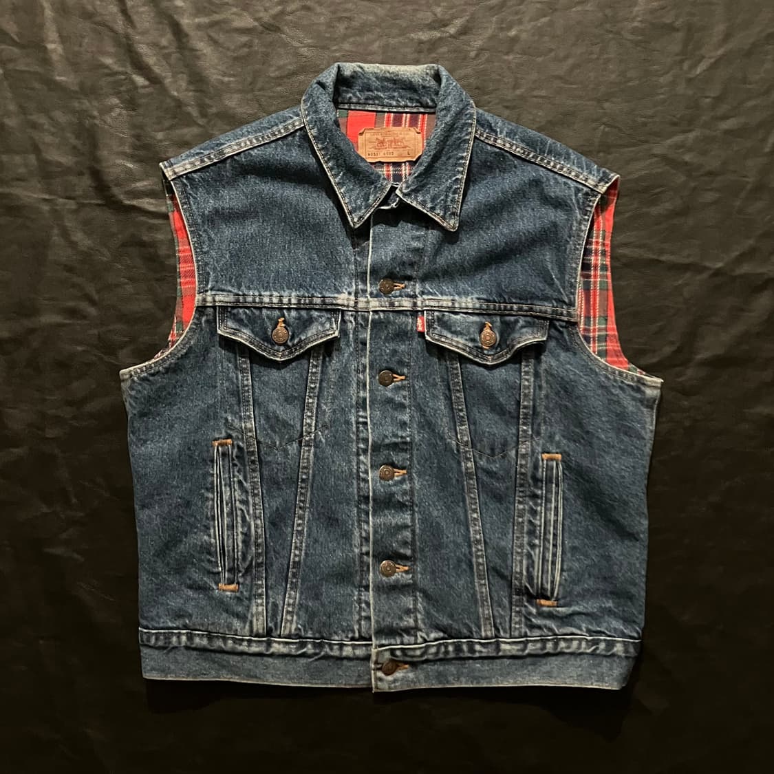 🇺🇸 80s USA 빈티지 리바이스 60511 3세대 데님 베스트 상품이미지2
