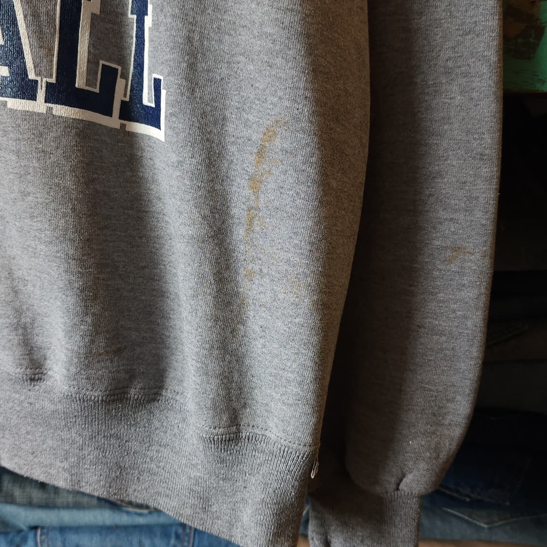 90s 러셀 맨투맨 스웻셔츠 레벨 풋볼 빈티지 레터링 그레이 상품이미지6