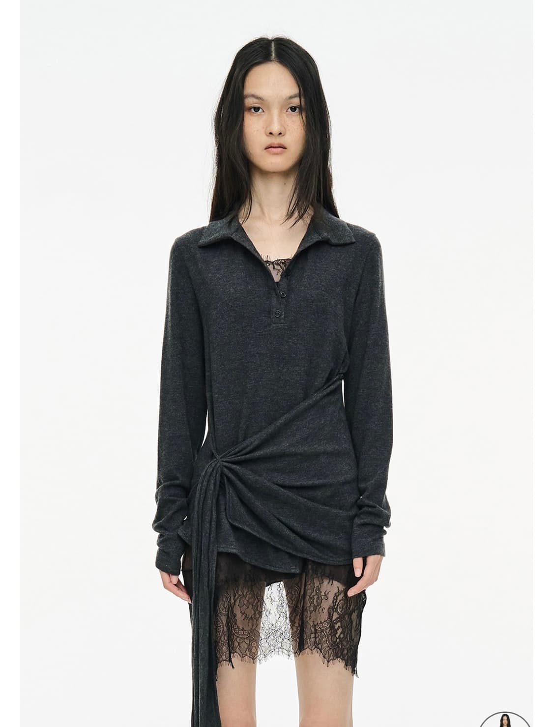 cerric twist button top, charcoal  상품이미지2