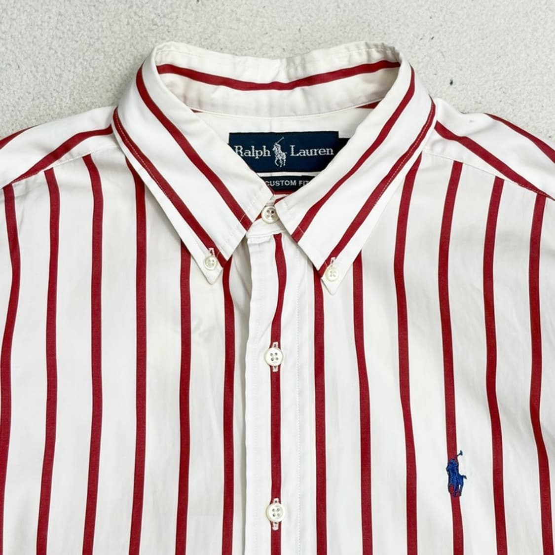 POLO 커스텀핏 레드 스트라이프 셔츠 L 상품이미지3